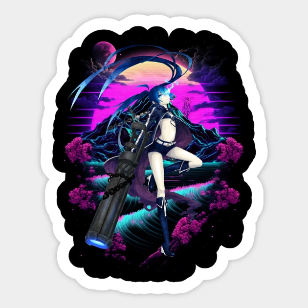 Heart and Blade The Legendary Black Rock Shooter Movie Sticker by Skateboarding Flaming Skeleton